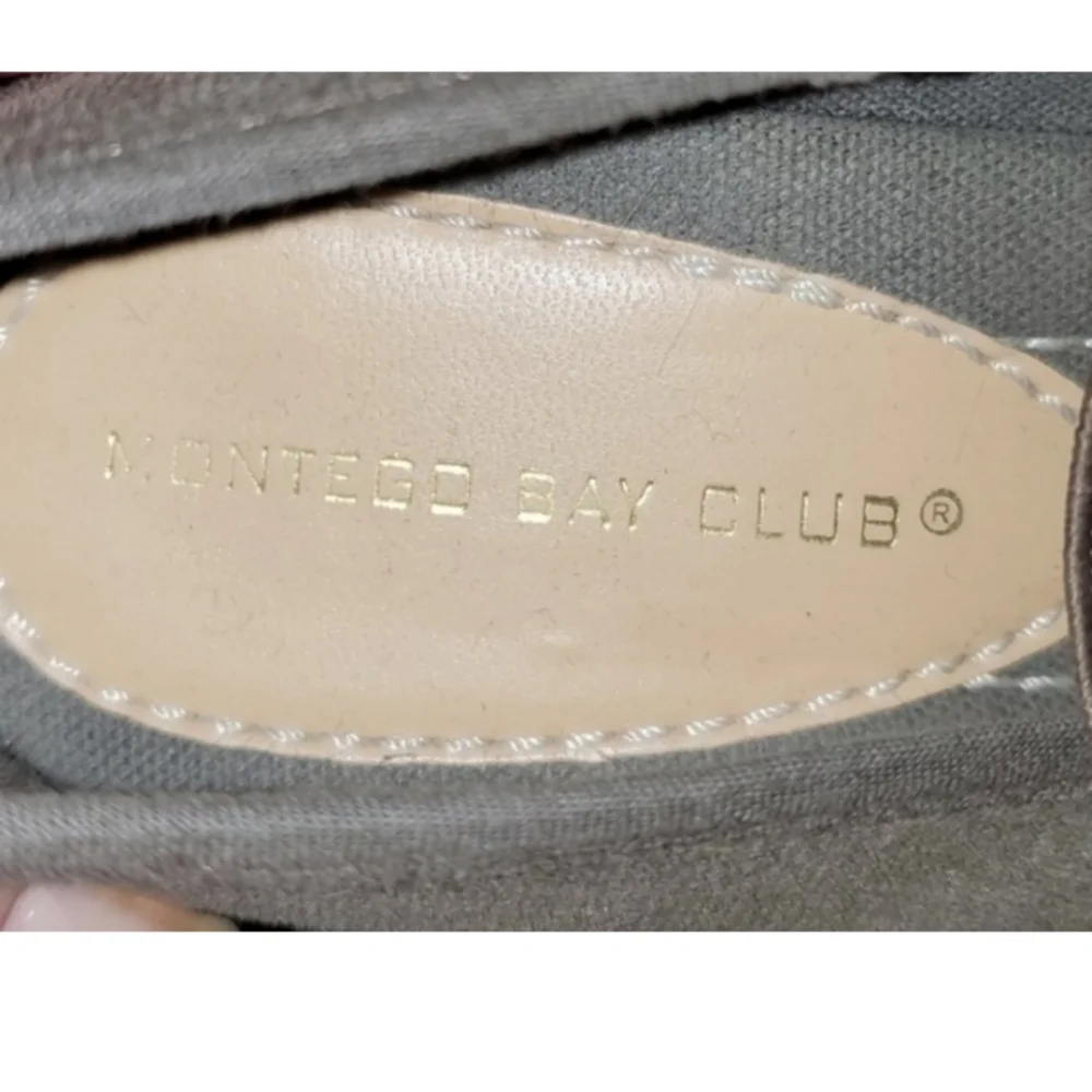 Montego Bay Club Women's Brown Canvas Slip On Wedge Espadrilles‎ Shoes 7.5